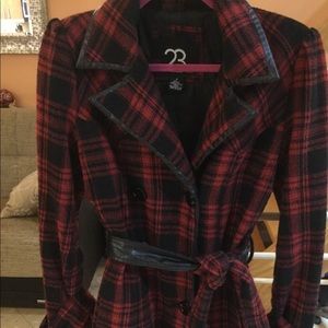 Black and Red Wool Coat